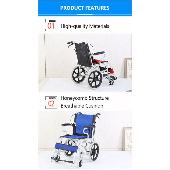 Colorful Lightweight Transport Wheelchair Medical Orthopedic Foldable Portable - Picture 9 of 12